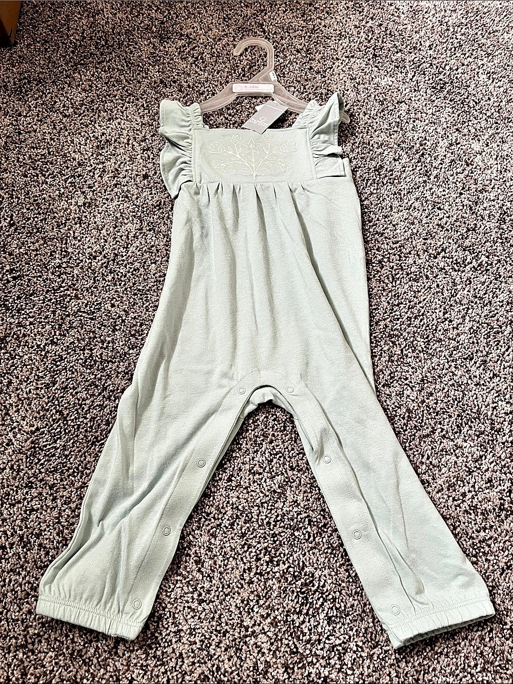 Bundles by BabyPlace Baby 9-12M Green Embroidered Romper NWT